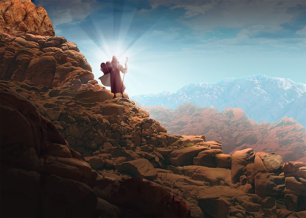 7x5ft Fabric Moses Backdrop Ten Commandments on Mount Sinai Background