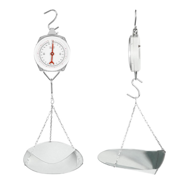 QWORK 110 lbs Large Spring Dial Weight Scale with Scoop & Hanging Cradle, Silver