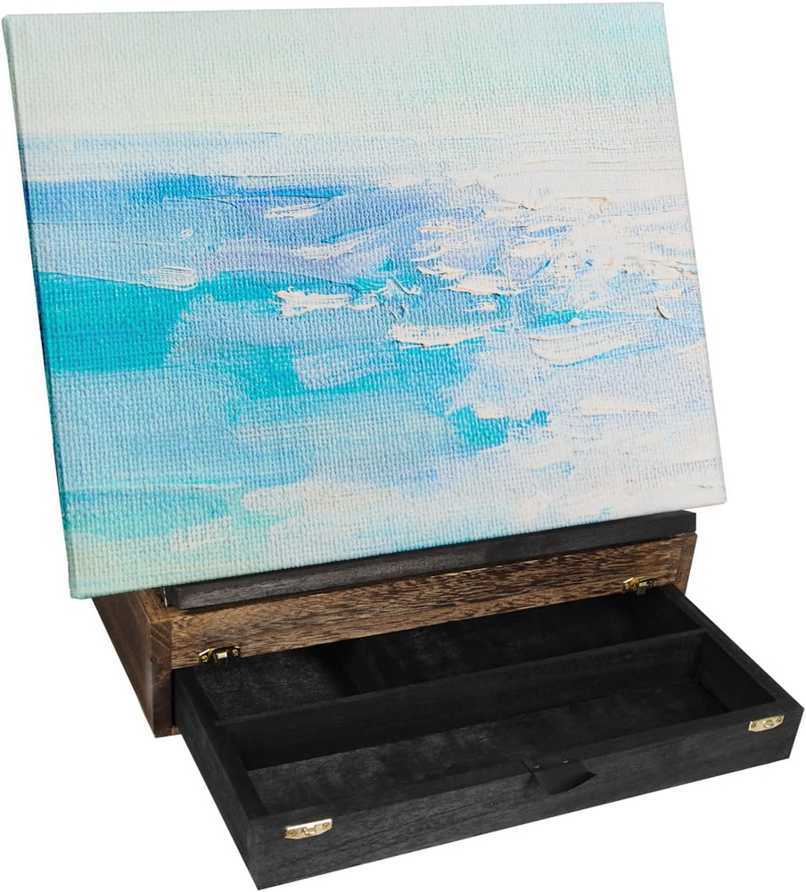 J JACKCUBE DESIGN Rustic Wood Adjustable Portable Desktop Table Easel with Stora