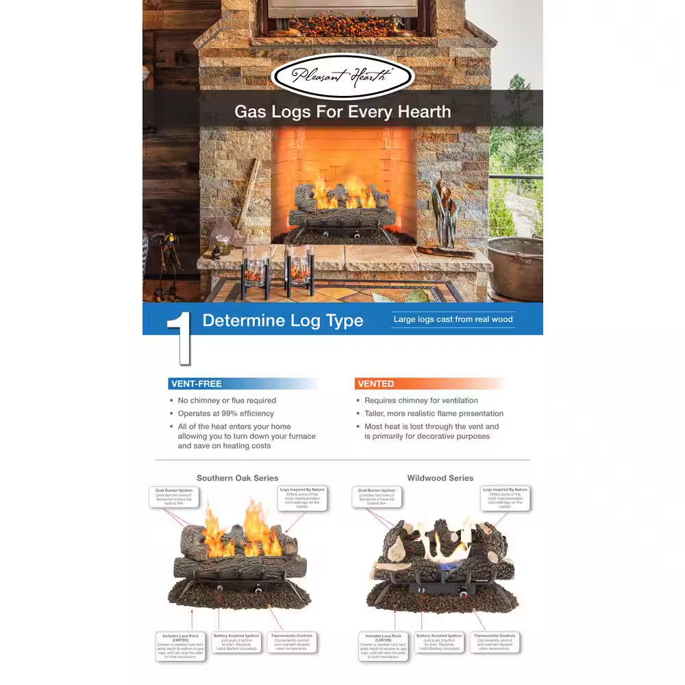 Willow Oak 18 In. Vented Gas Log Set