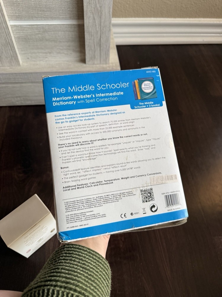 Franklin The Middle Schooler Intermediate Dictionary Spell Correction MWD465