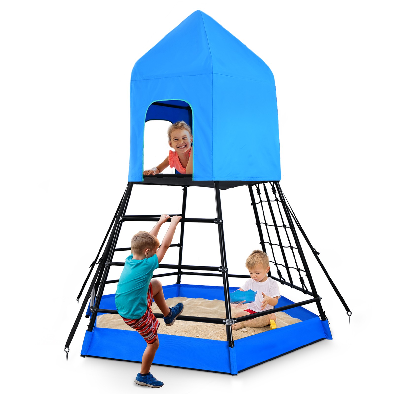 Climbing Toys Dome Climber with Platform and Tent Kids Outdoor Playground Set