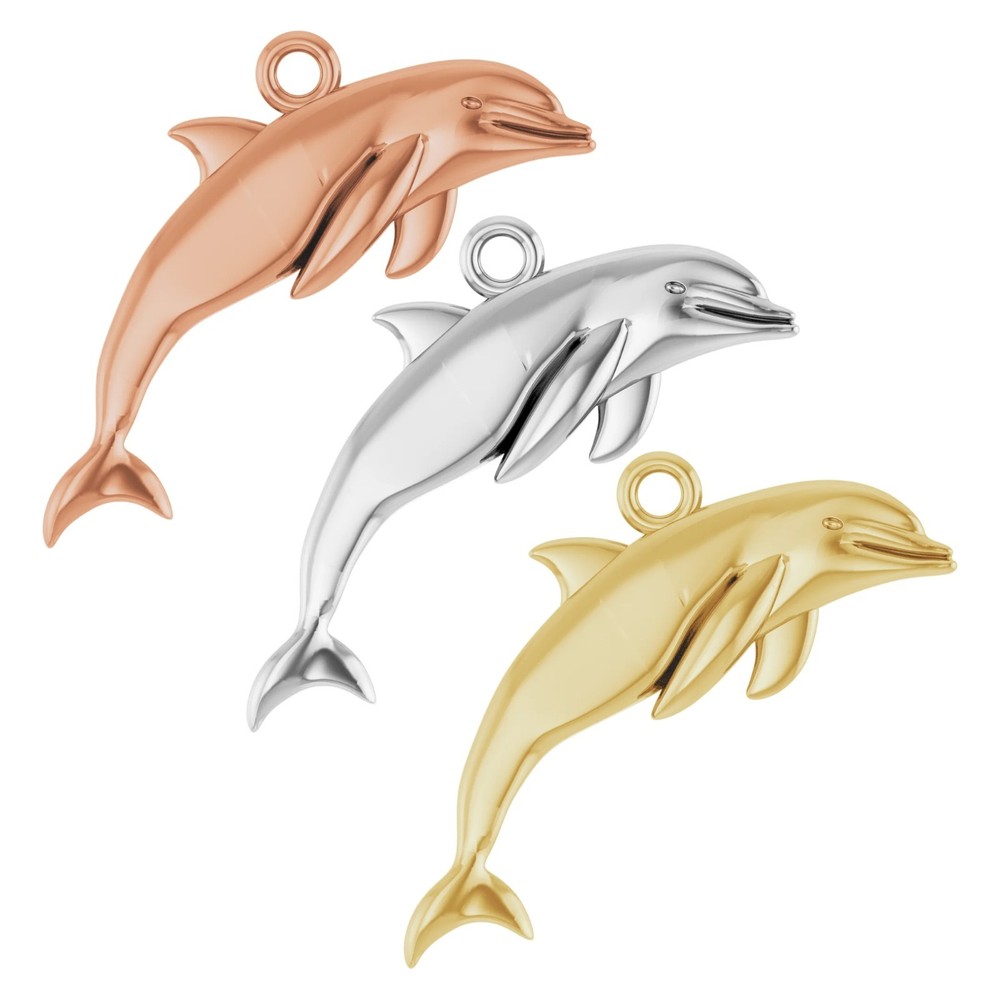 10K 14K 18K Gold, Platinum & Silver Dolphin Dangle