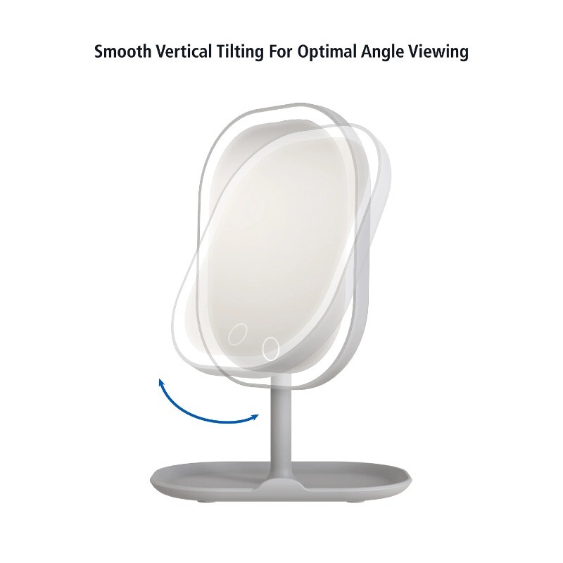 LED Makeup Mirror, Rechargeable Vanity Mirror with Lights and Storage Tray Base
