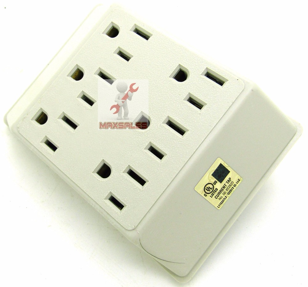6 Outlet Electrical Power Grounded Wall Socket Tap UL LISTED