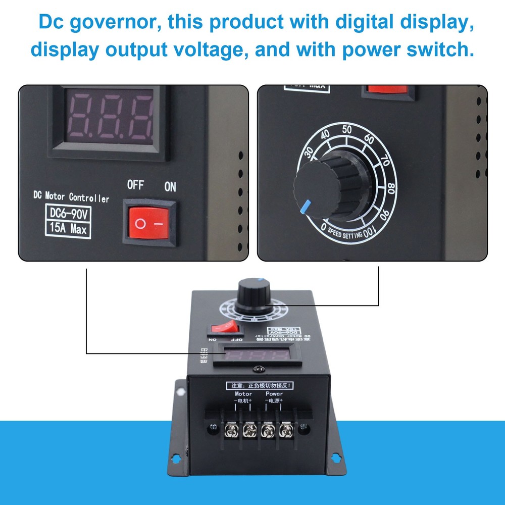 Motor Speed Regulator DC 6V-90V Digital LED PWM Motor Controller Switch Reverse
