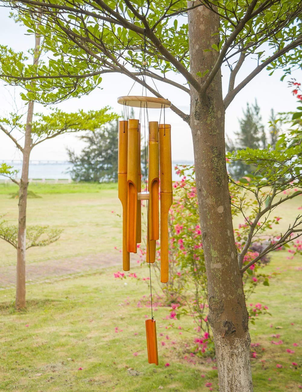 MUMTOP Bamboo Wind Chimes Outdoor Wooden Wind Chime with Amazing Deep Tone fo...