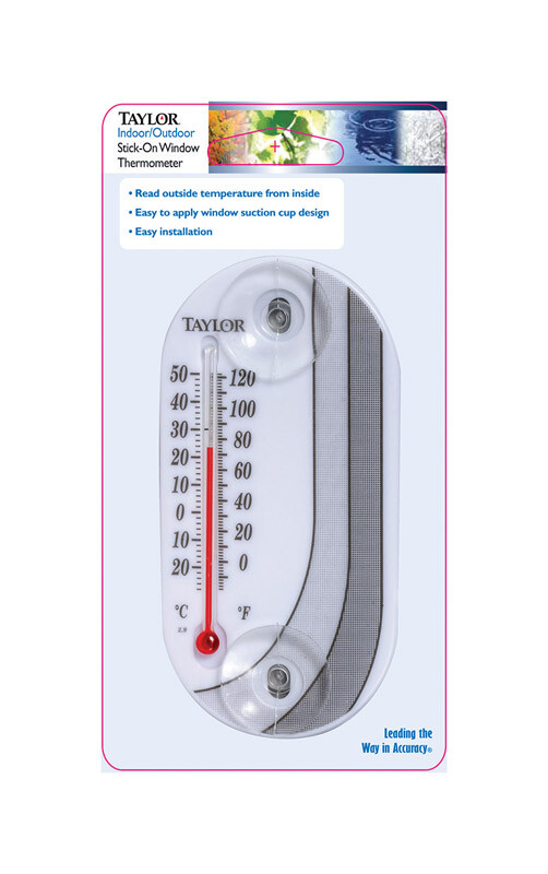 Taylor Stick-On WINDOW THERMOMETER Tube Plastic Indoor/Outdoor 4763