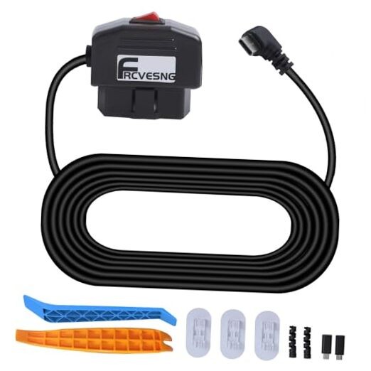 OBD Power Cable for Dash Camera, OBD to Type C Dash Cam Hardwire Red Button