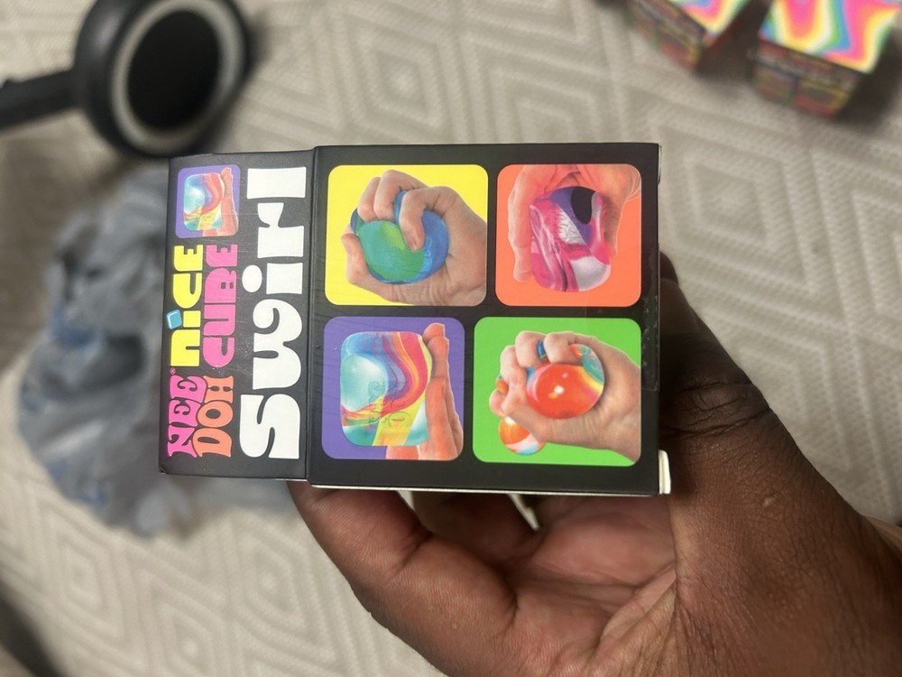 Nee Doh Nice Cube Swirl Super Solid Squish Multicolor Squeeze Toy Ages 3+