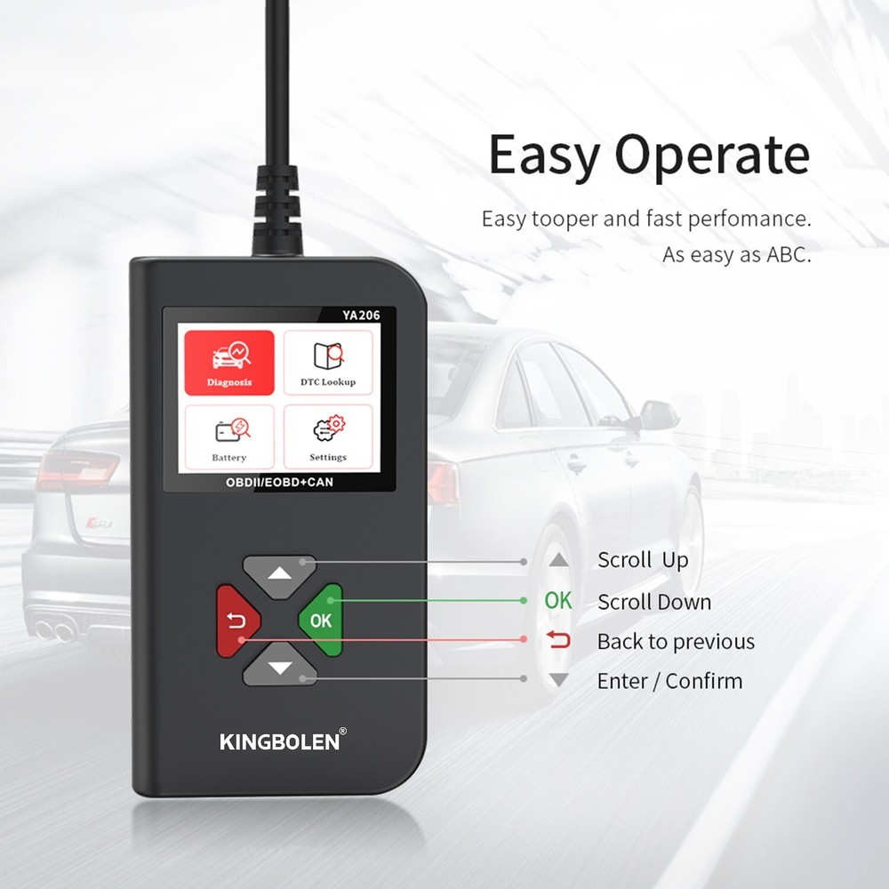 YA206 Auto OBD Code Reader OBD2 Scanner Car Check Engine Fault Diagnostic Tool