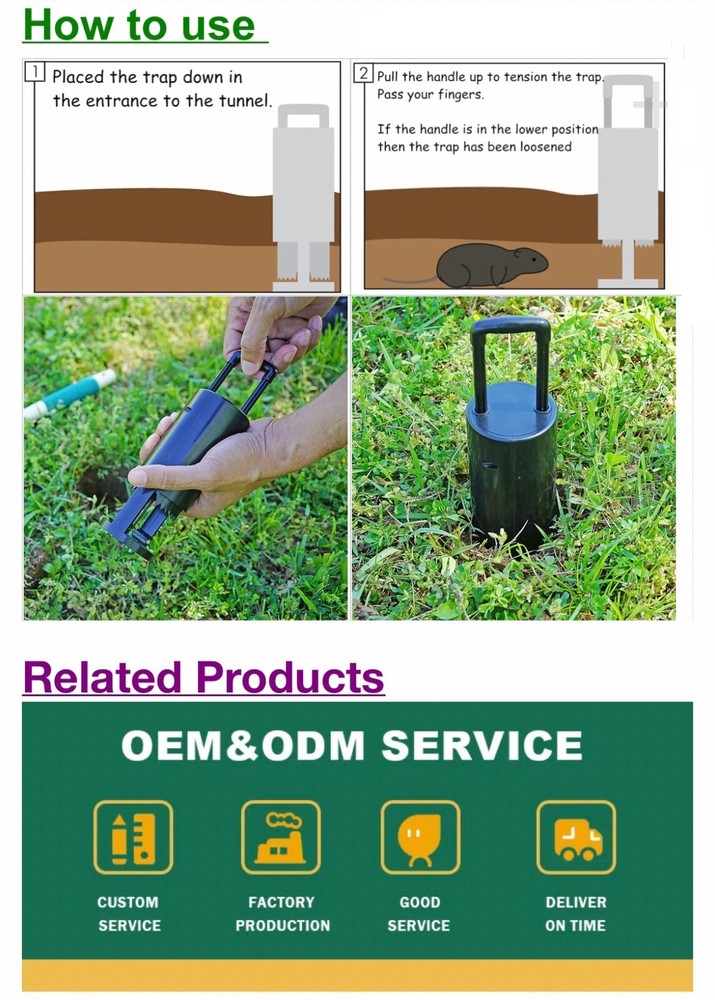 (2PACK)Gopher Mole Vole Tunnel Trap Sensitive Trapper Eco Friendly Catcher