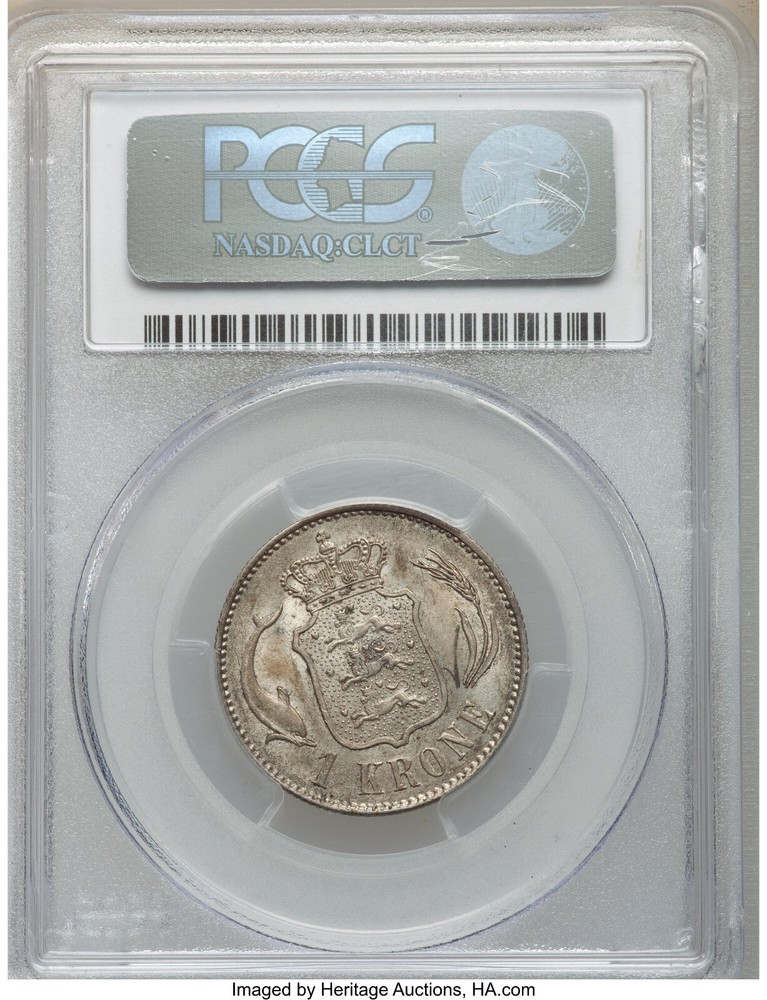 Denmark 1876 Krone PCGS MS62
