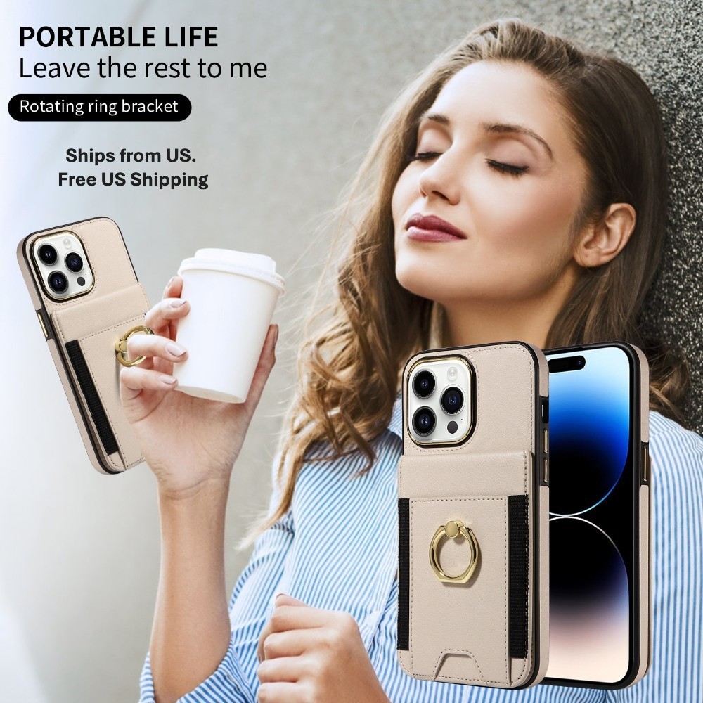 Flexible Ring Camera Phone Case with Card Pocket