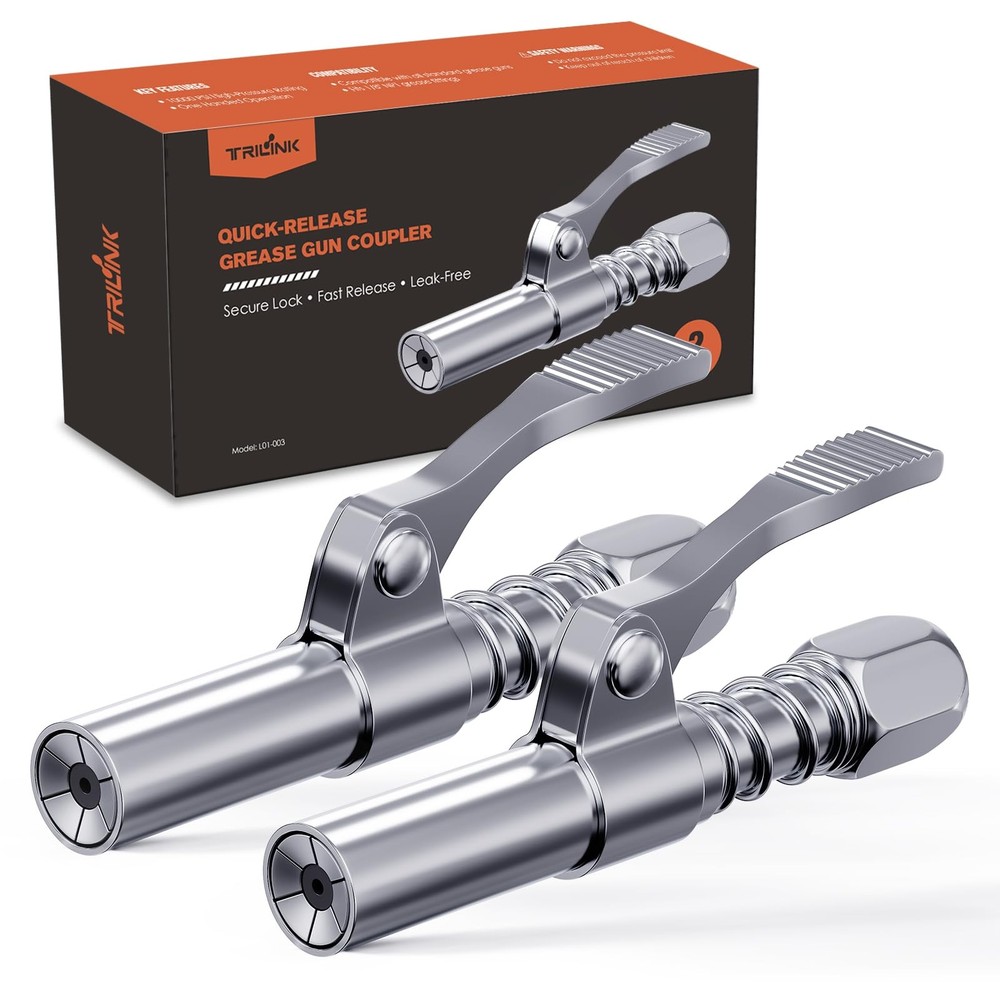 TRILINK Grease Gun Coupler 2-Pack, Quick Release Tips with...