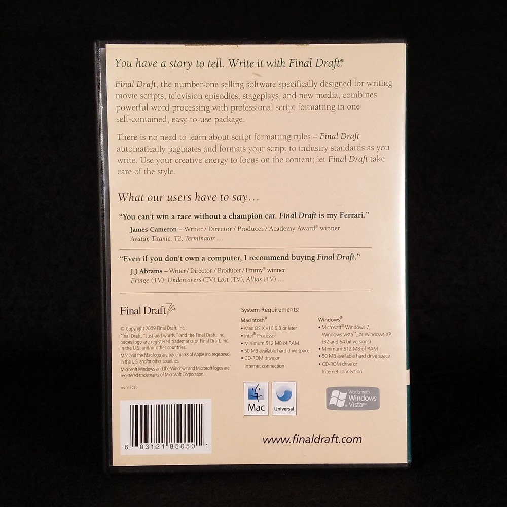 Final Draft - Version 8 - Educational Version - Windows / Mac Software - 2009
