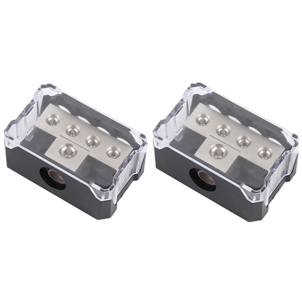 4 Way Distribution Block Car Audio Amp Power Ground Distributor Splitter Box 2pc