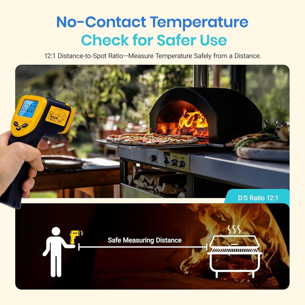 Fast-Reading Infrared Thermometer with Backlit Display - Adjustable Emissivity