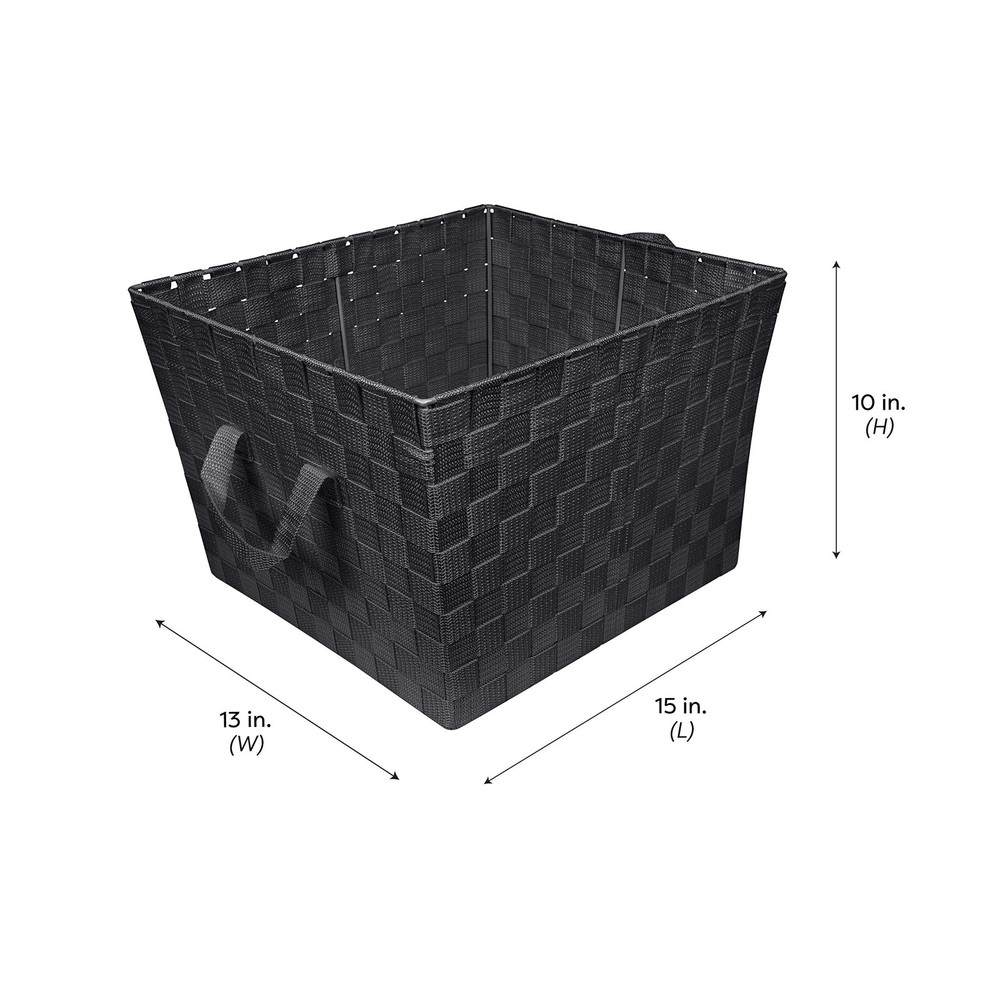 Simplify Large Woven Strap Tote | Decorative Storage Basket | 2 Handles | Org...