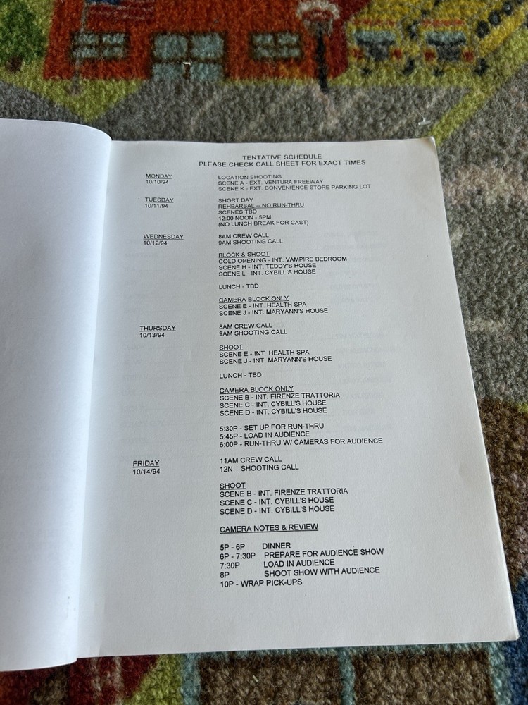 Cybill Pilot Episode Chuck Lorre Final Draft 1994 Original Script Tv Show