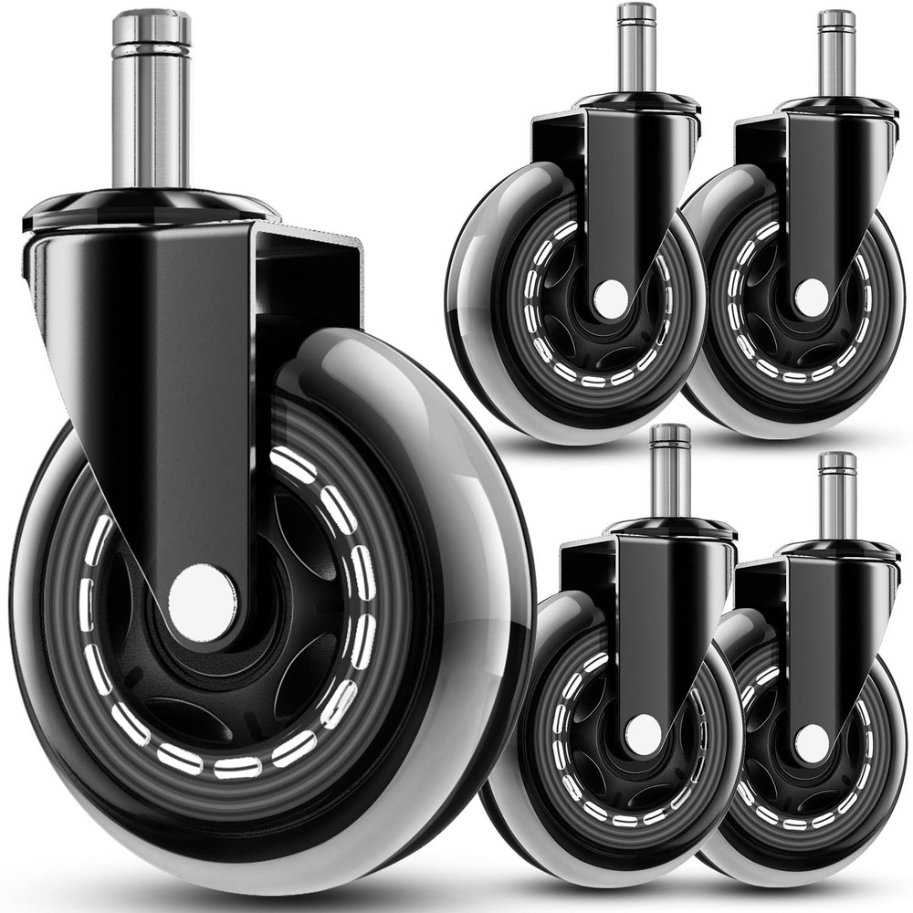 RidRed Office Chair Wheels - Replacement Rubber - Transparent