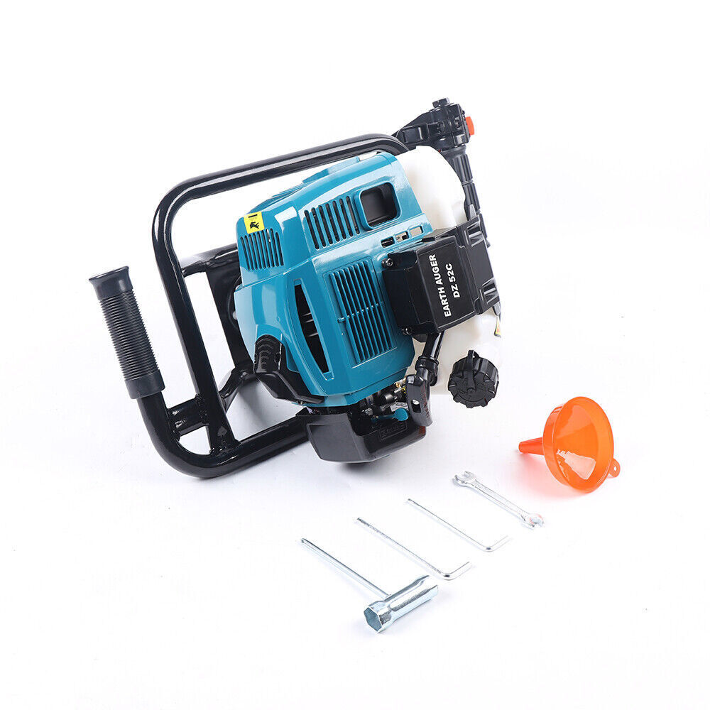 52CC Gas Powered Earth Auger Post Hole Digger with 4" & 8" Drill Bits