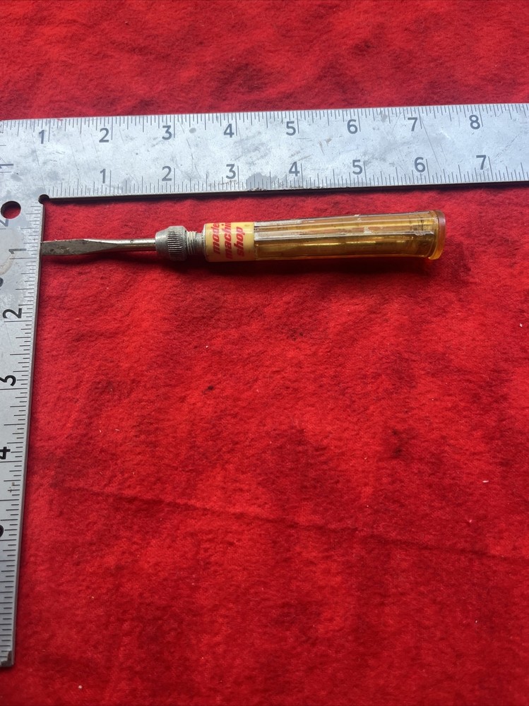VINTAGE SCREWDRIVER BIT TOOL w/ 3 SCREWDRIVER SLOTTED TIPS (t45)
