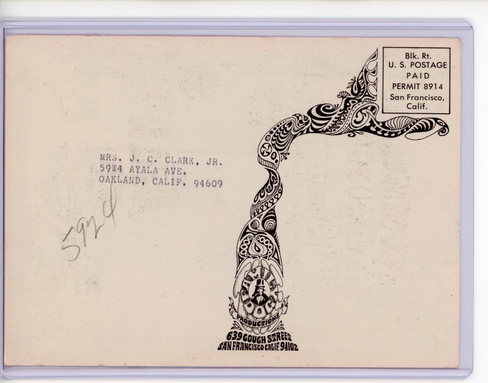 Kaleidoscope, Avalon Ballroom 3/68, Family Dog FD111, San Andreas Fault postcard