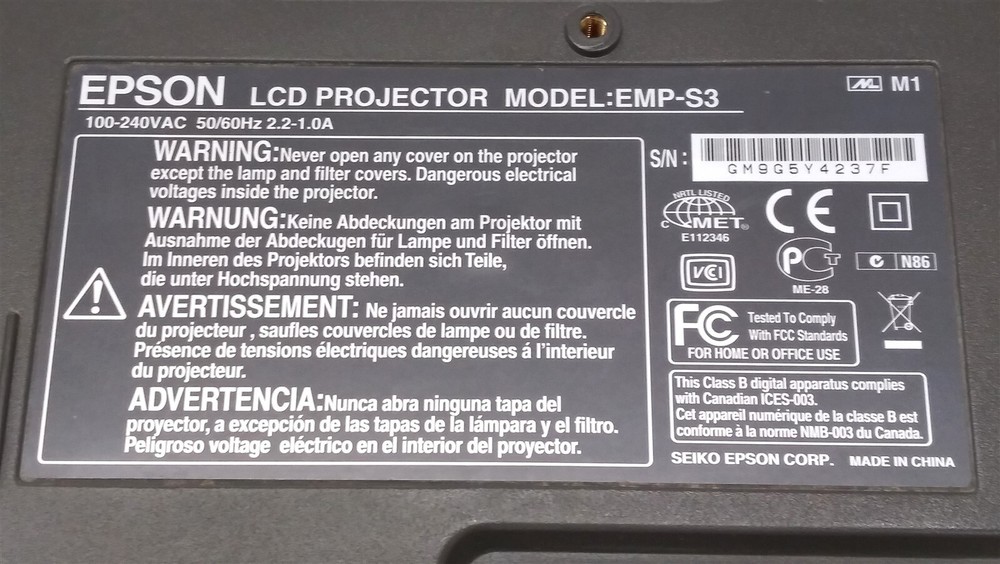 ⭐️⭐️⭐️⭐️⭐️ **AS IS** Epson EMP-S3 PowerLite LCD Desktop Projector