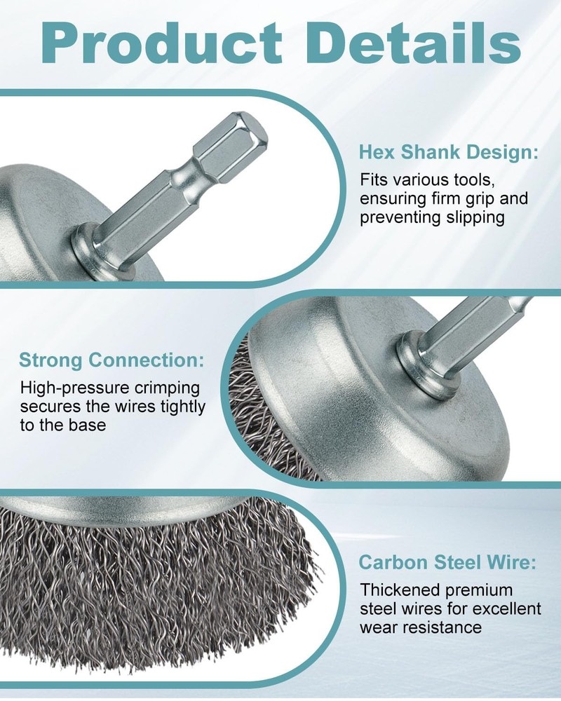 Complete Wire Brush Attachment Set - 10 Pieces for Efficient Cleaning Tasks