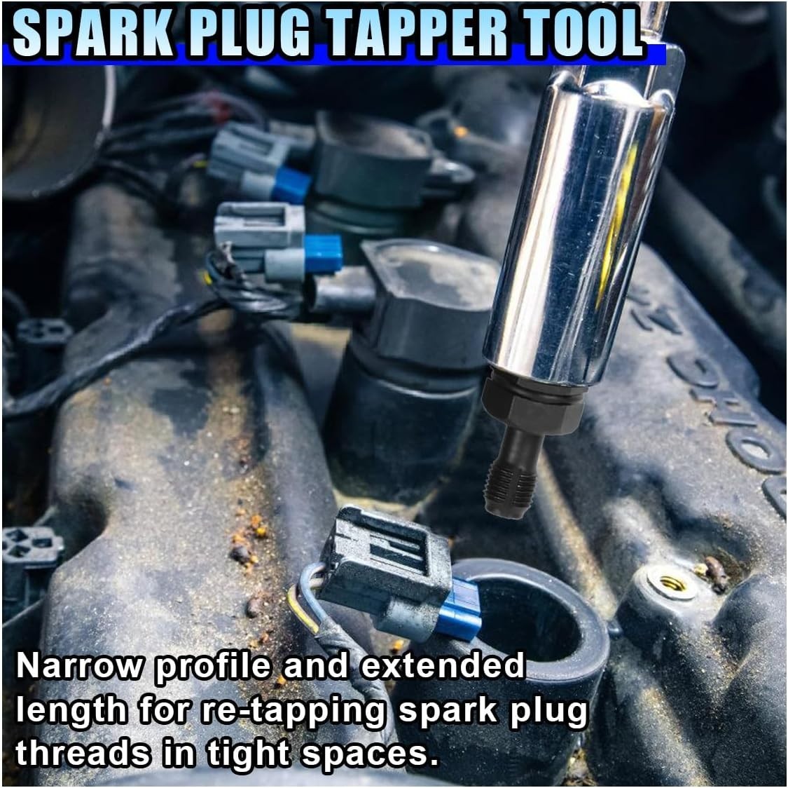 Spark Plug Thread Chaser Tool, Double-Ended Engine Spark Plug Tapper, Rust Re...