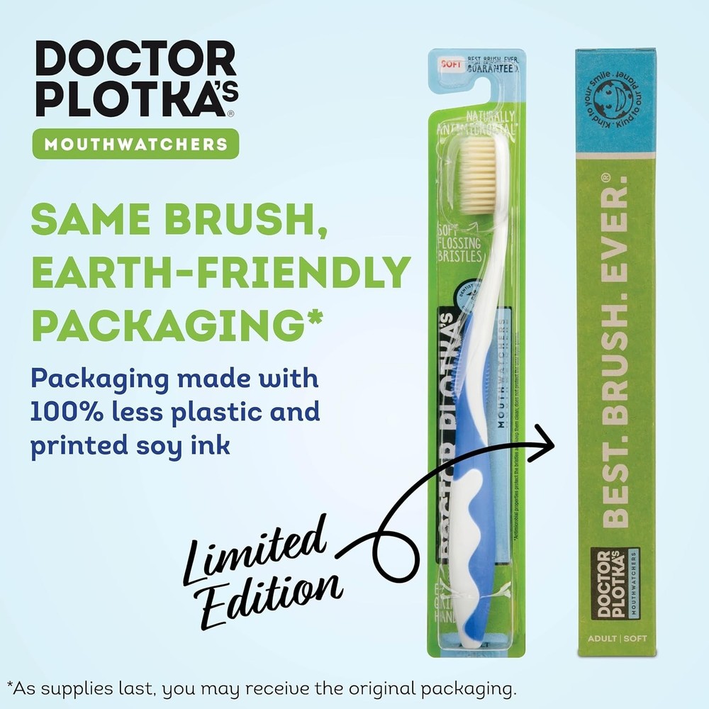 Dr. Plotka's Eco-Friendly Soft Flossing Toothbrush Set - 2 Pack for Adults