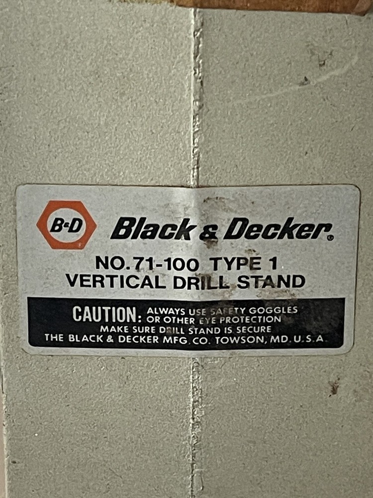 Black & Decker Vertical Drill Stand NO. 71-100 Type 1