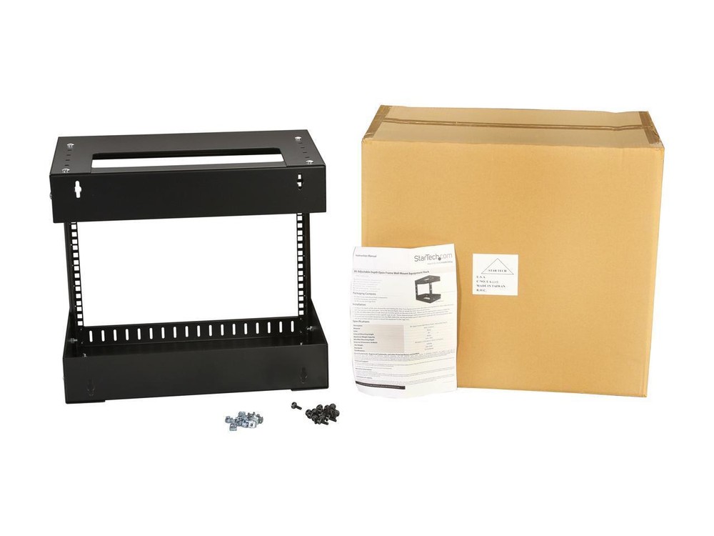 StarTech.com RK812WALLOA 8U Open Frame Wall Mount Equipment Rack - Adjustable De