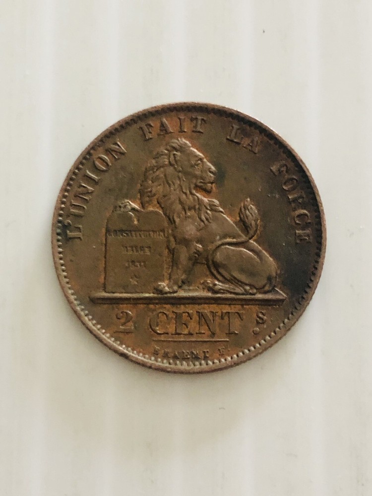 Belgium 2 Centimes 1875 High Grade Nice Coin