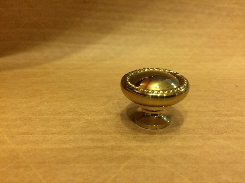 Braided Rope Patterned Polished Hollow Brass Construction Knob 1" Diameter