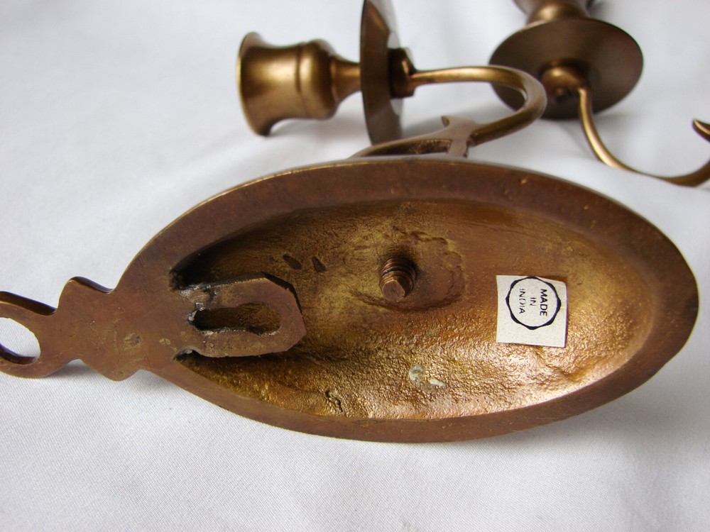 Brass Wall Mount Candle Holders (2)
