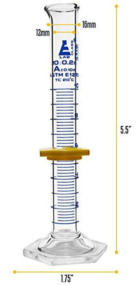 Graduated Cylinder, 10Ml - ASTM, Class a Tolerance ±0.10Ml - Protective Collar,
