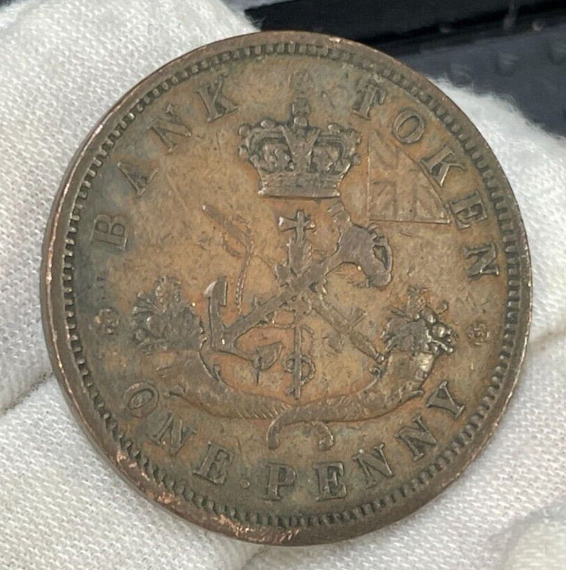 1854 Upper Canada One Penny Coin Great Condition