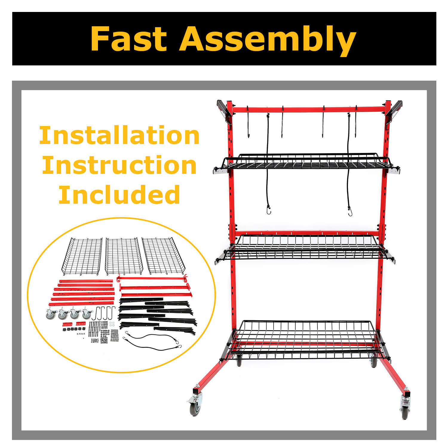 Universal Auto Body Rolling Parts Storage Rack for Repair Shops Garages Cart