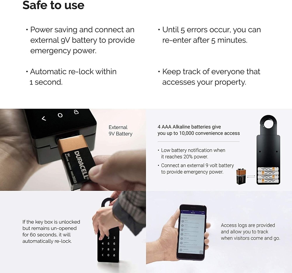 Populife Agent Home Lock Box smart Keybox Bluetooth Key Replaceable Password New