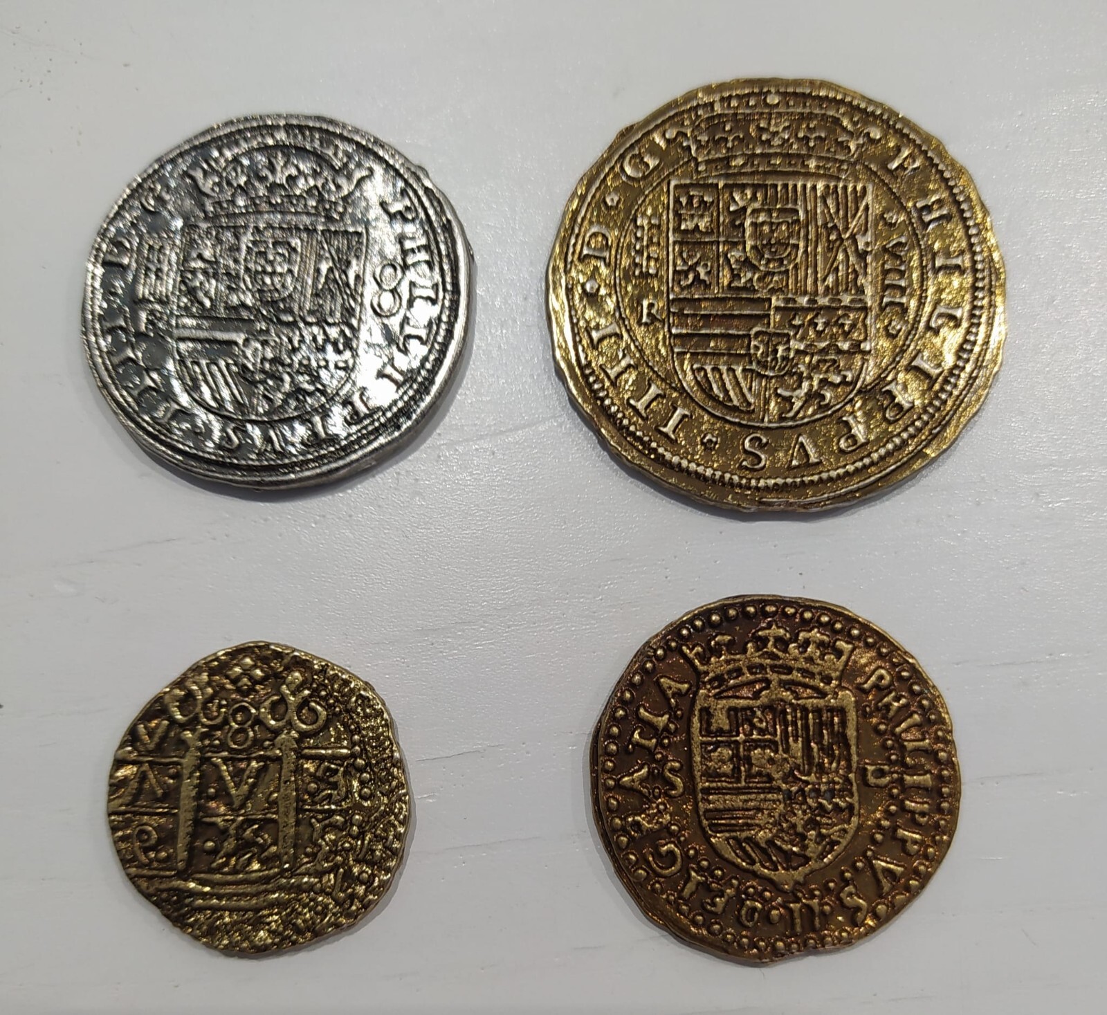 DOUBLOON coins lot of 4 PIRATE COINS REPLICA REPROD