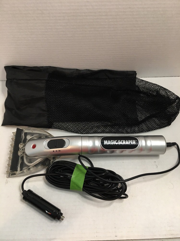 Magic Scraper Heated Ice Scraper SILVER NEW with BLACK POUCH CASE & CORD