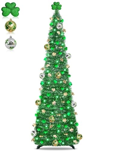 Timer & Shamrock - St Patricks Day Decorations, 5Ft Lighted St Patricks Green