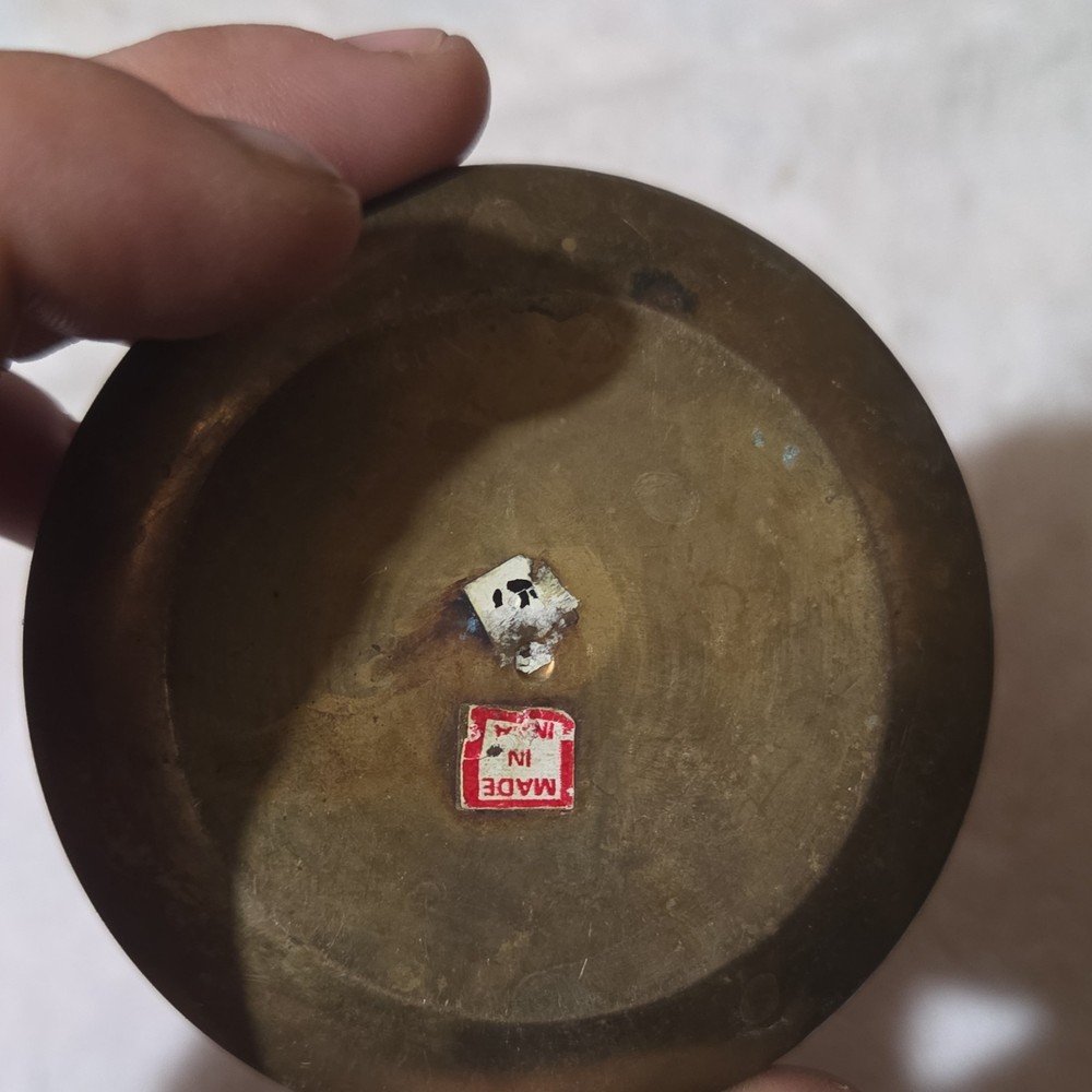 Brass Bowl with Handle Brown Indian Vessel