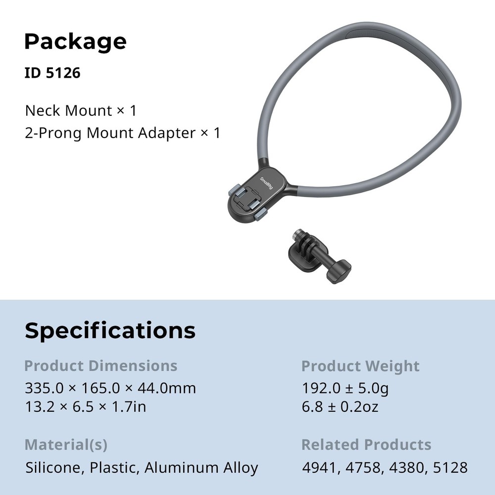 SMALLRIG Magnetic Neck Mount for Action Camera, Quick Release One-Click black