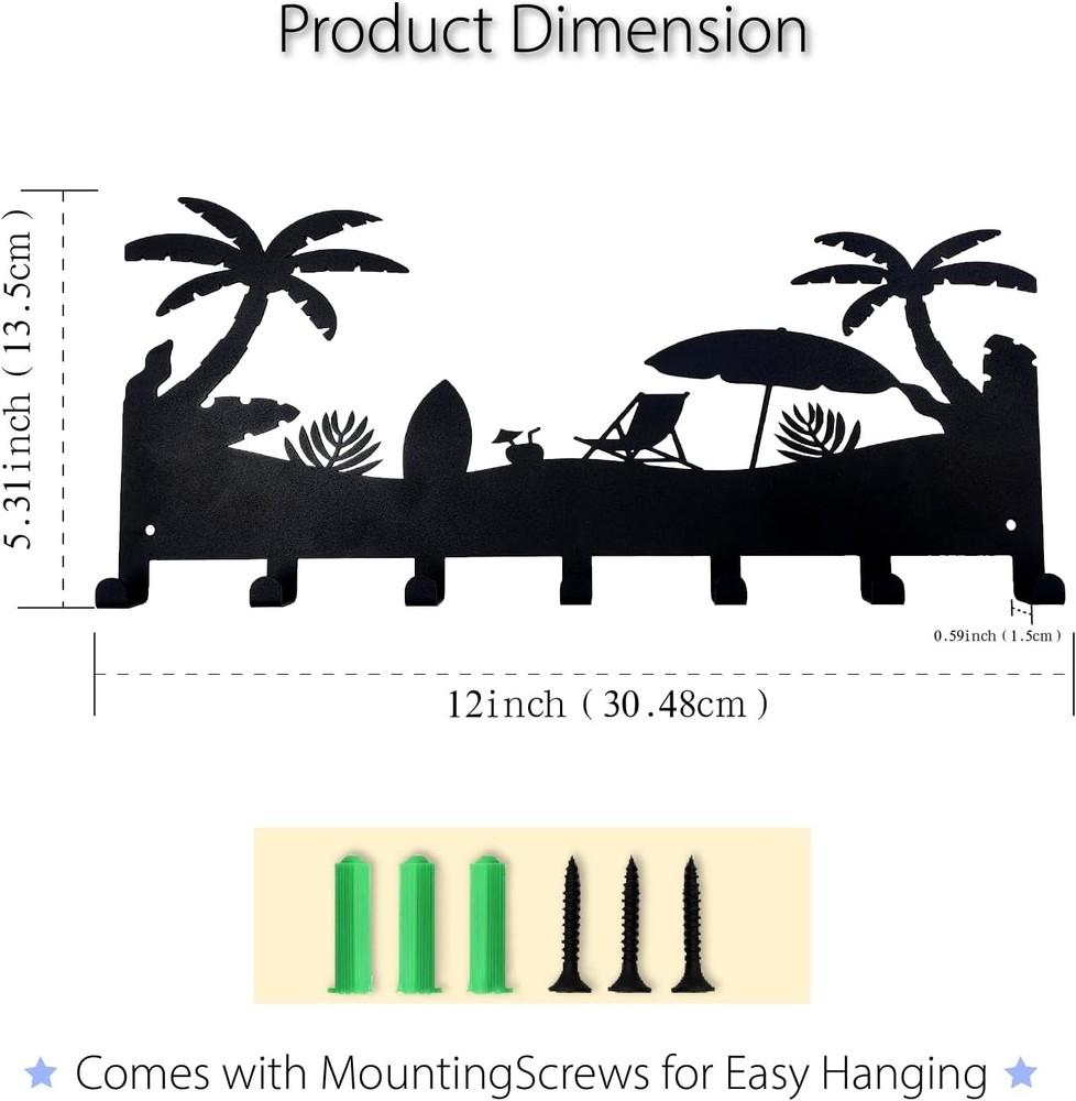Wall Mounted Key Rack | Metal Hook Organizer | Coco
