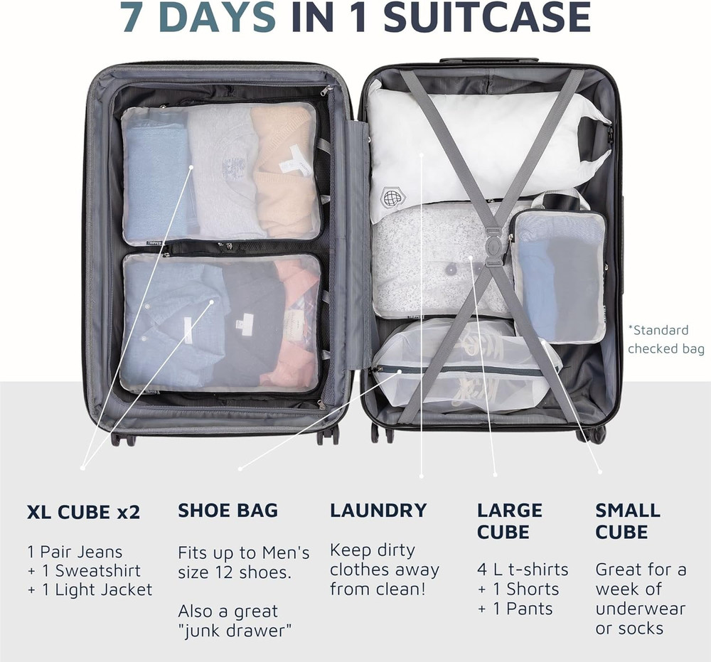 Large Packing Cube Set with See through Mesh- Compression Packing Cubes Travel O