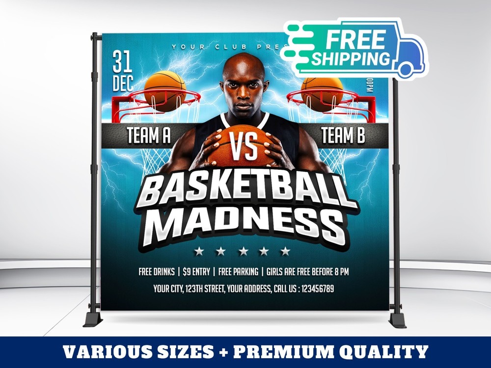 8′ x 8′  Custom Backdrop Set | Wrinkle-Free Fabric & Sturdy Stand