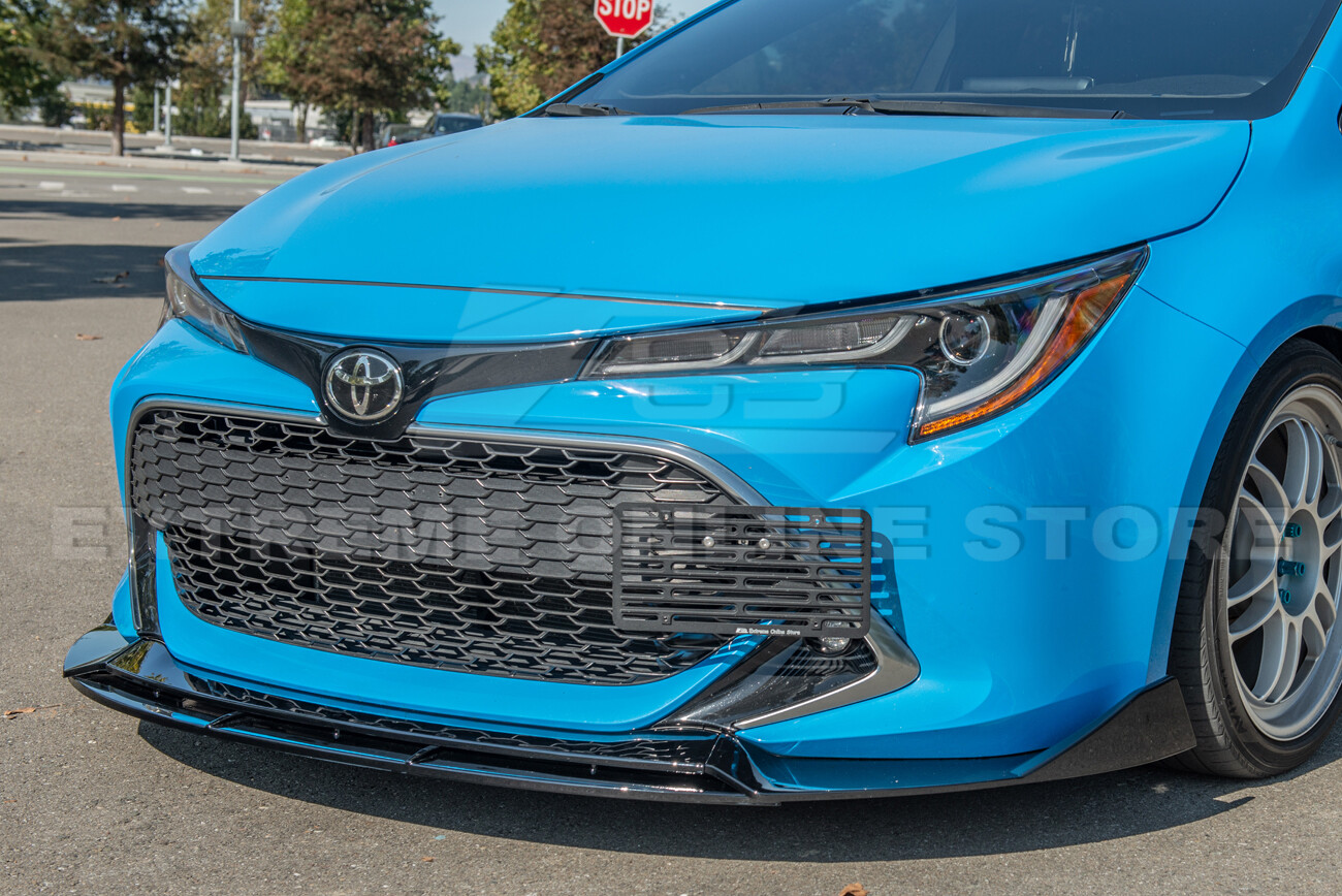 For 19-Up Corolla Hatchback | Track Style GLOSS BLACK Front Bumper Lip Splitter